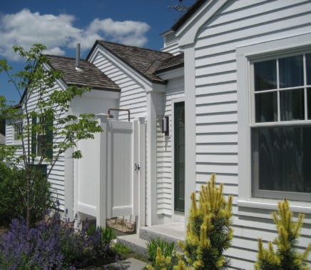 13. the outdoor shower beside the rear door