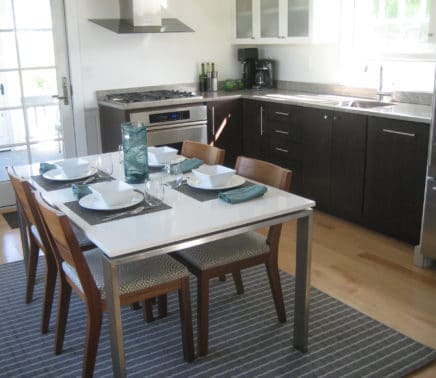 3. the dining area with dacor electric oven and gas cooktop